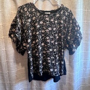 Maurices Black Floral Puff Sleeve Blouse